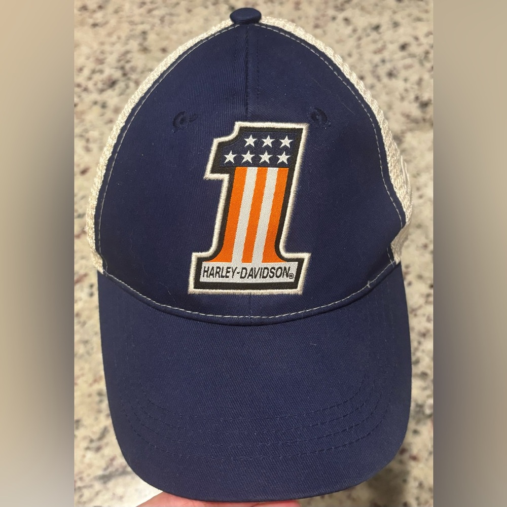 Harley Davidson Blue number 1 kids hat